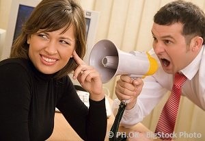shouting with a megaphone