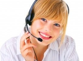 young virtual assistant girl wearing a headset