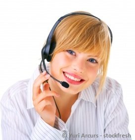 young virtual assistant girl wearing a headset