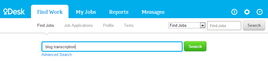 oDesk job search interface
