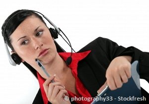 Virtual assistant girl doing transcription