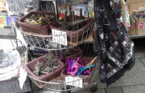 Eiffel Tower Souvenirs for sale in a Paris store