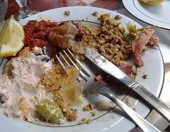 food and salad in a plate