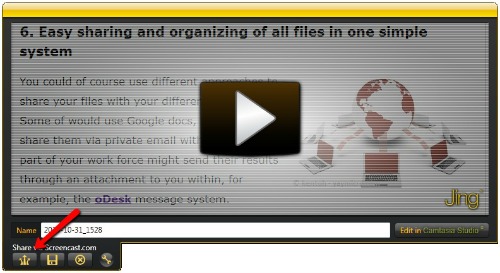 Share Jing videos via screencast