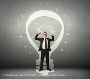 Man in an electric bulb