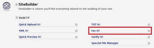 screenshot showing sitesell's Fav It module