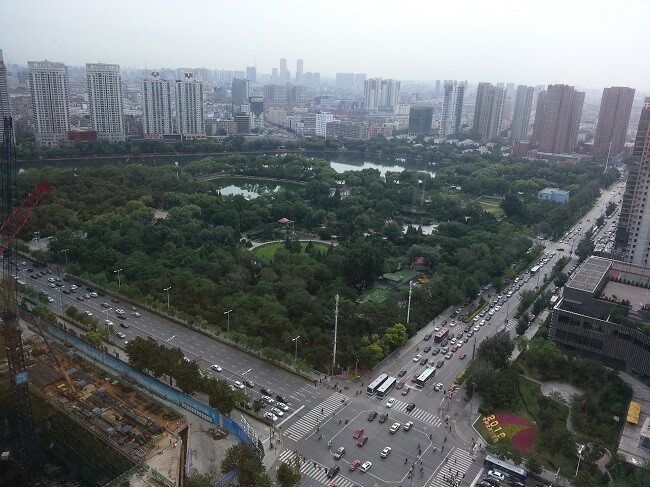 View from the restaurant of the Grand Hyatt hotel in Shenyang, China